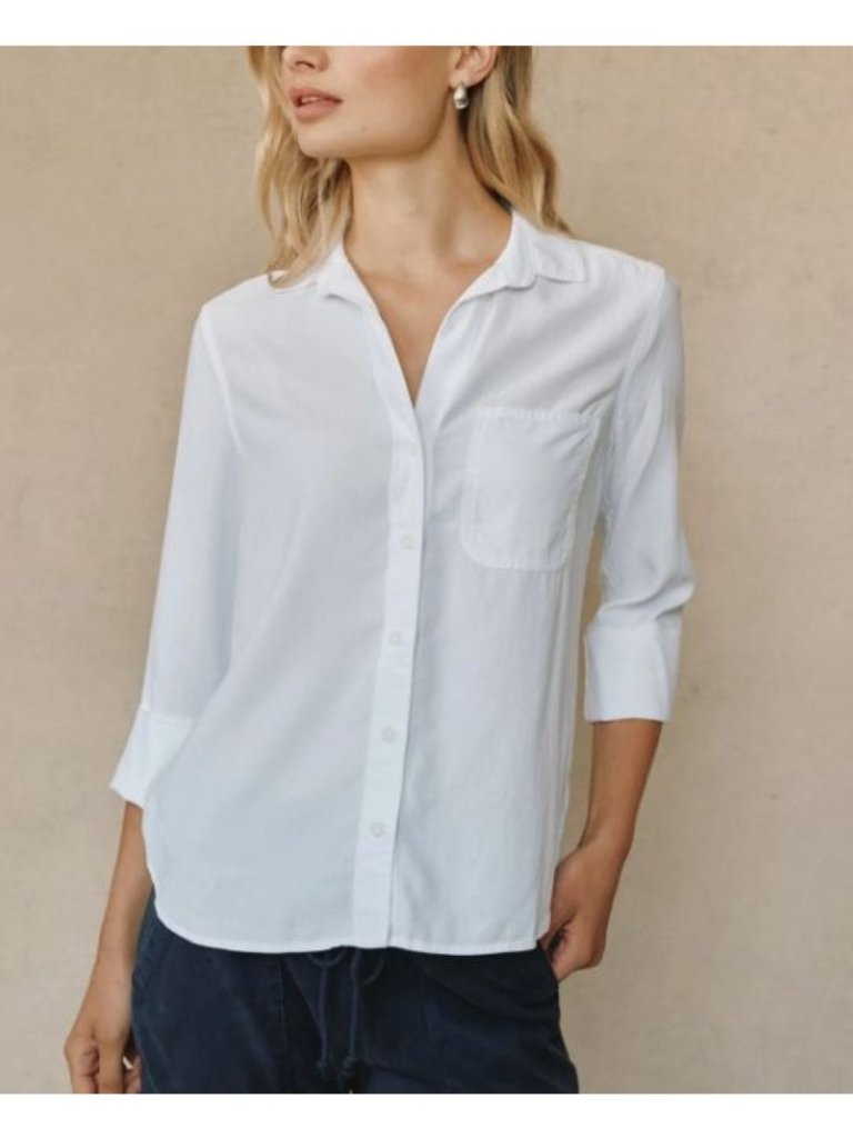 Bella Dahl Effortless Shirt Tail Button Down In White Size Large